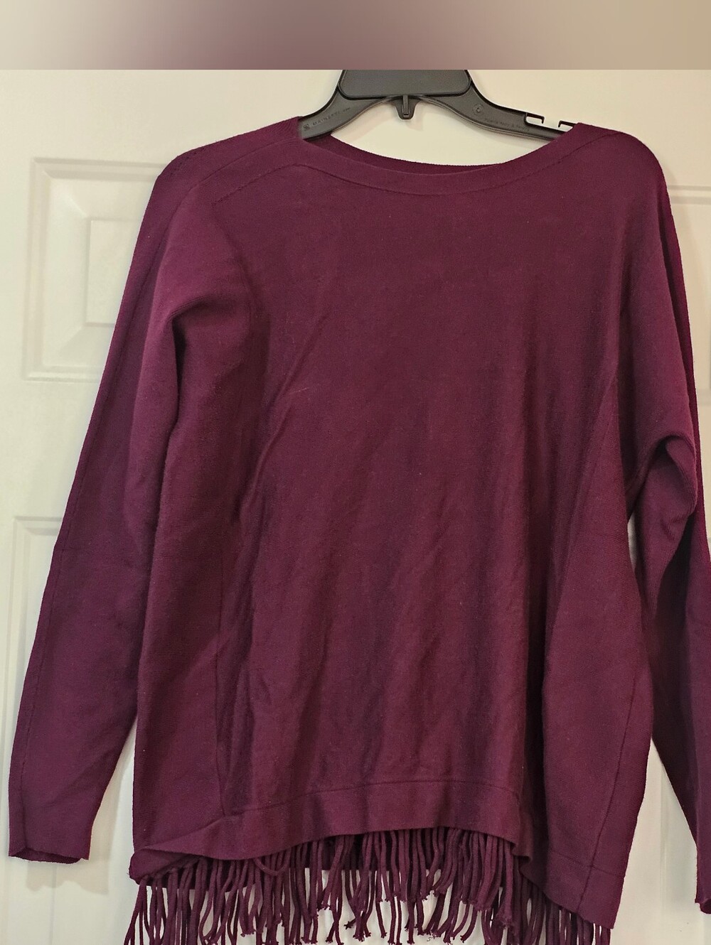 Lilly Pulitzer Plum Fringe-Hem Long Sleeve Top Glenda Sweater{Bx27}